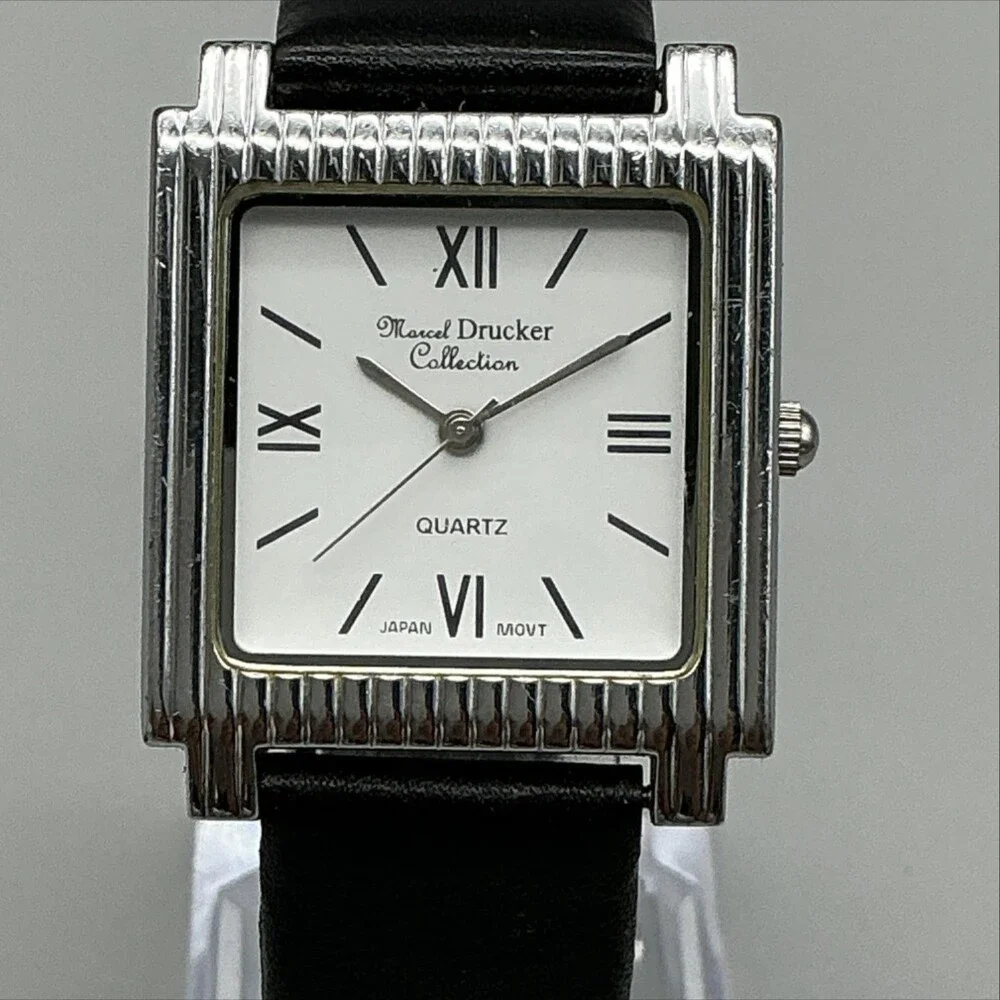 Marcel Drucker 22-390 Womens Watch 29mm White Dial Black Leather New Battery